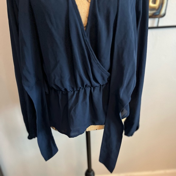 Just Fab front tie Navy Blue Blouse - Picture 3 of 7